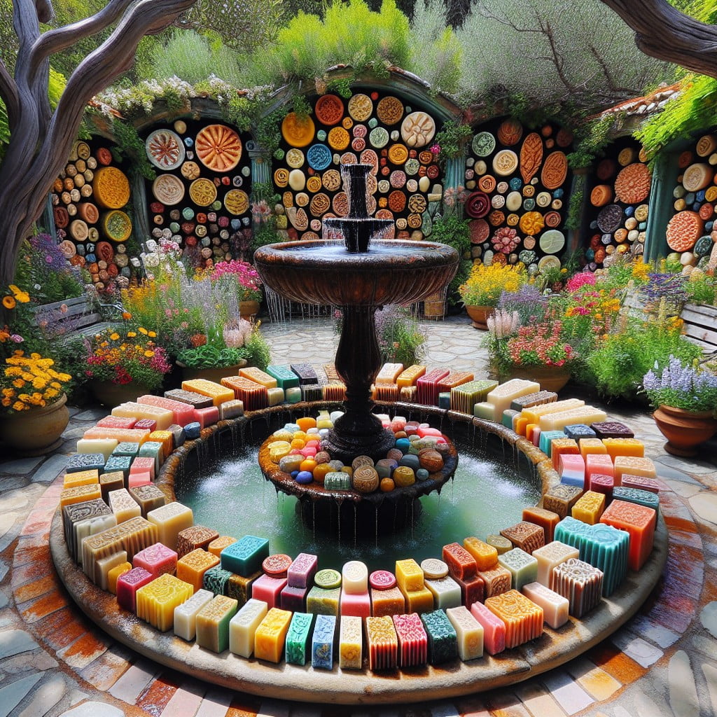 soaps in a water fountain display