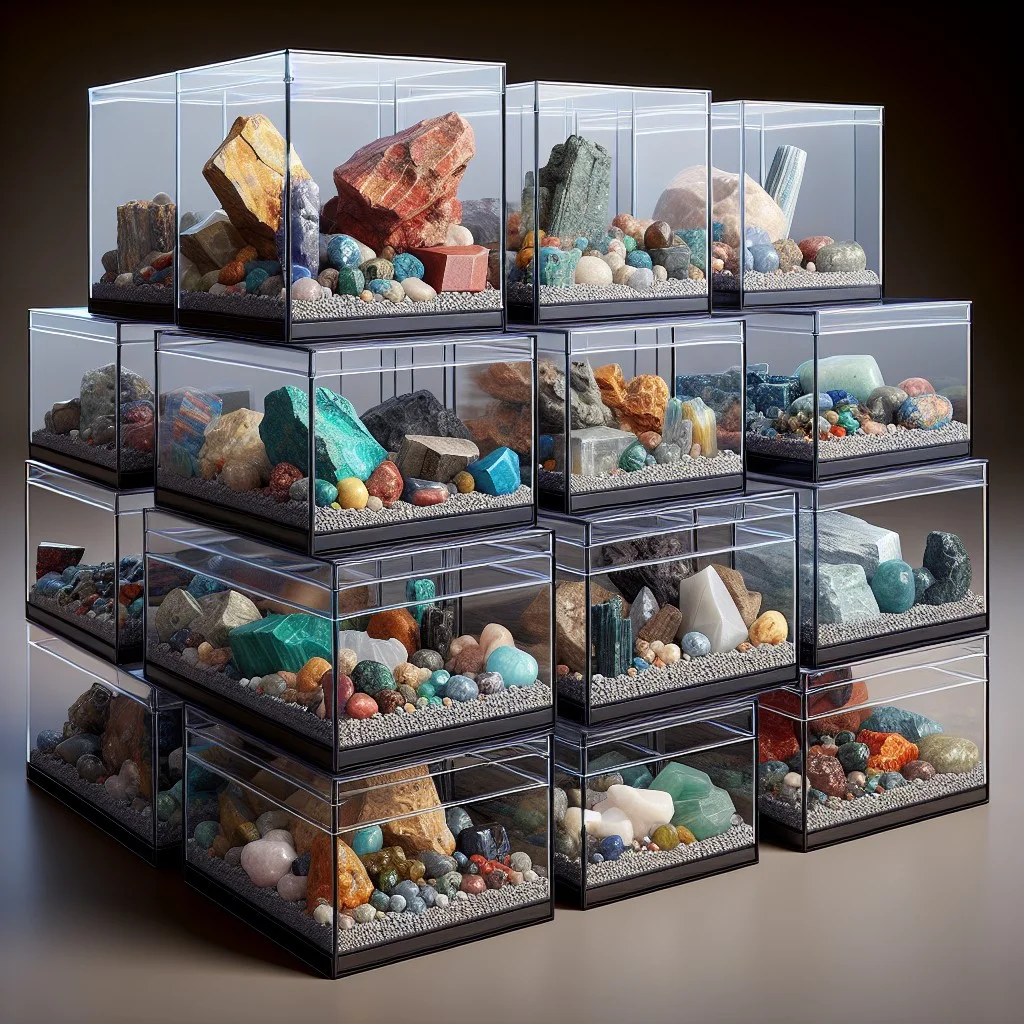 stackable rock display boxes