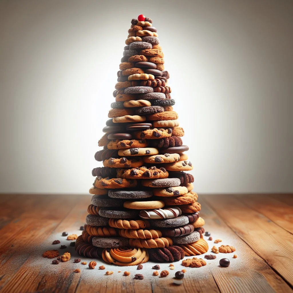 stacking cookies in a spiral tower display