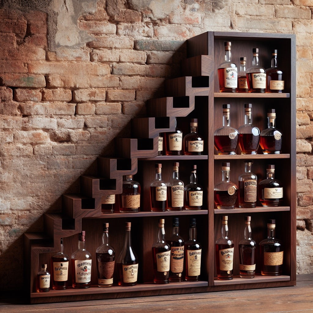 staircase shelving for bourbon showcase