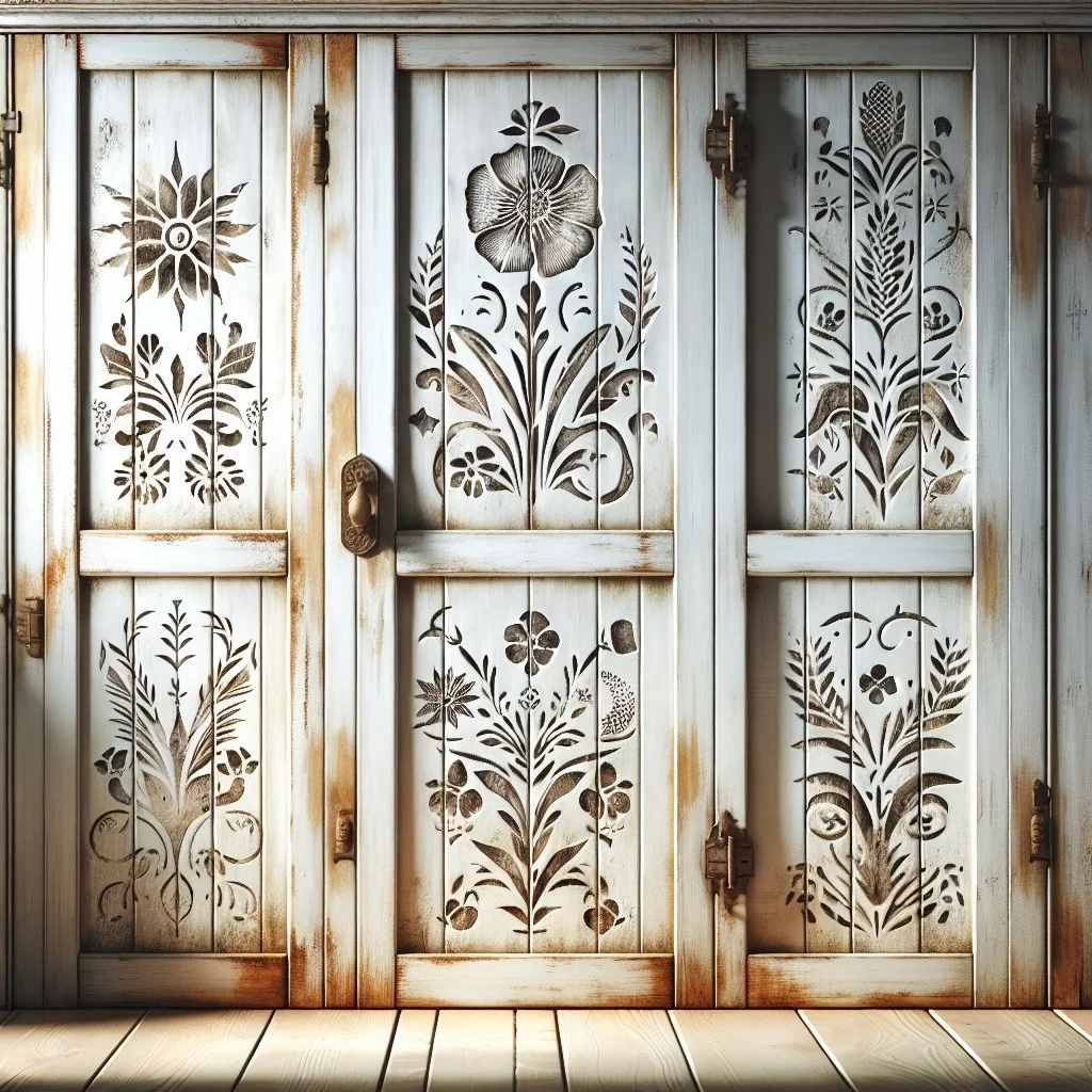 stencil design on door