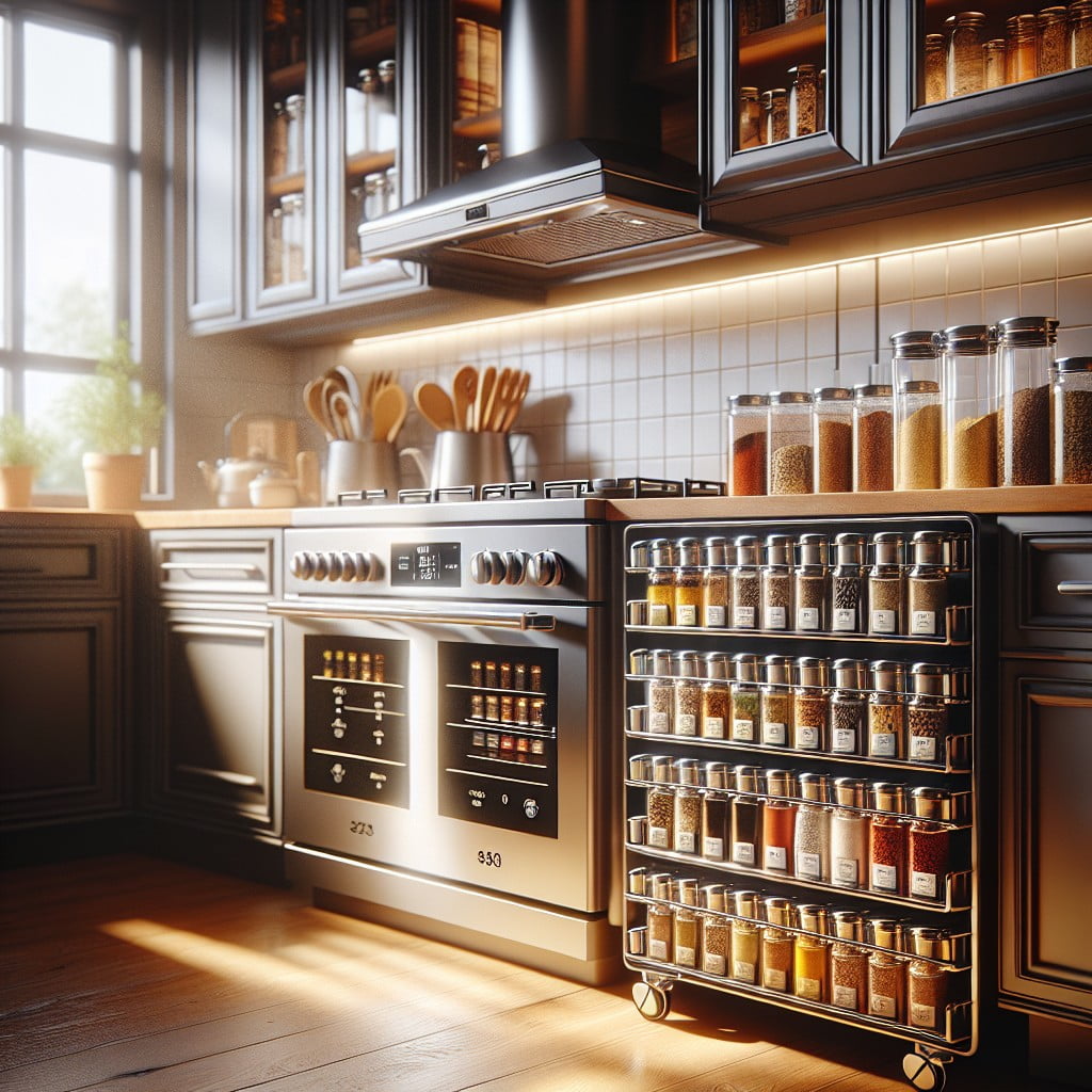 thorough guide on placement for the spice rack beside the stove