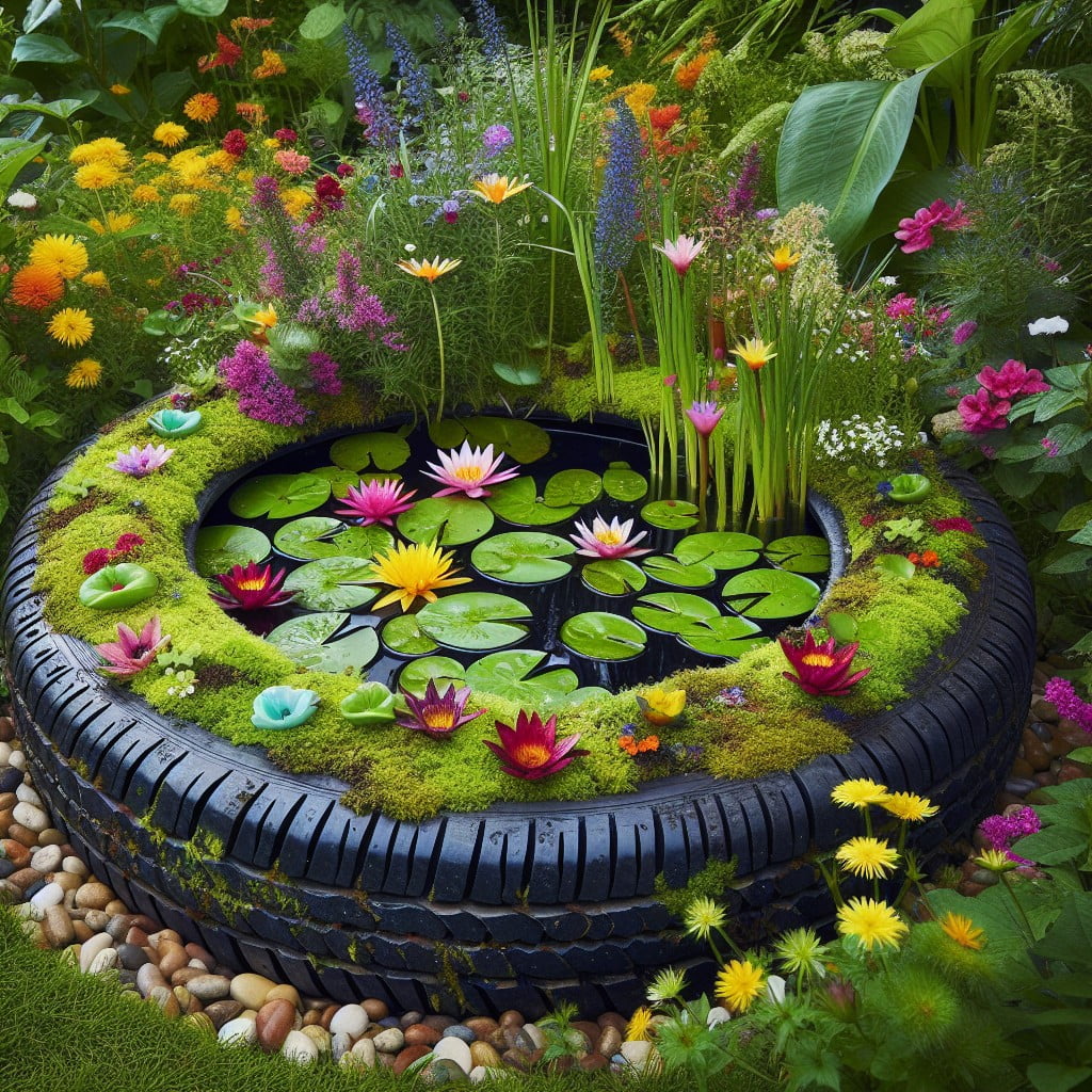 tire flower bed pond