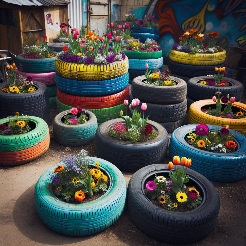 tire planters for small spaces