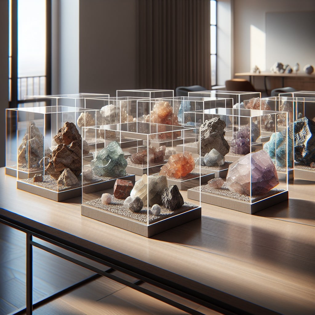 transparent acrylic cubes for individual rocks
