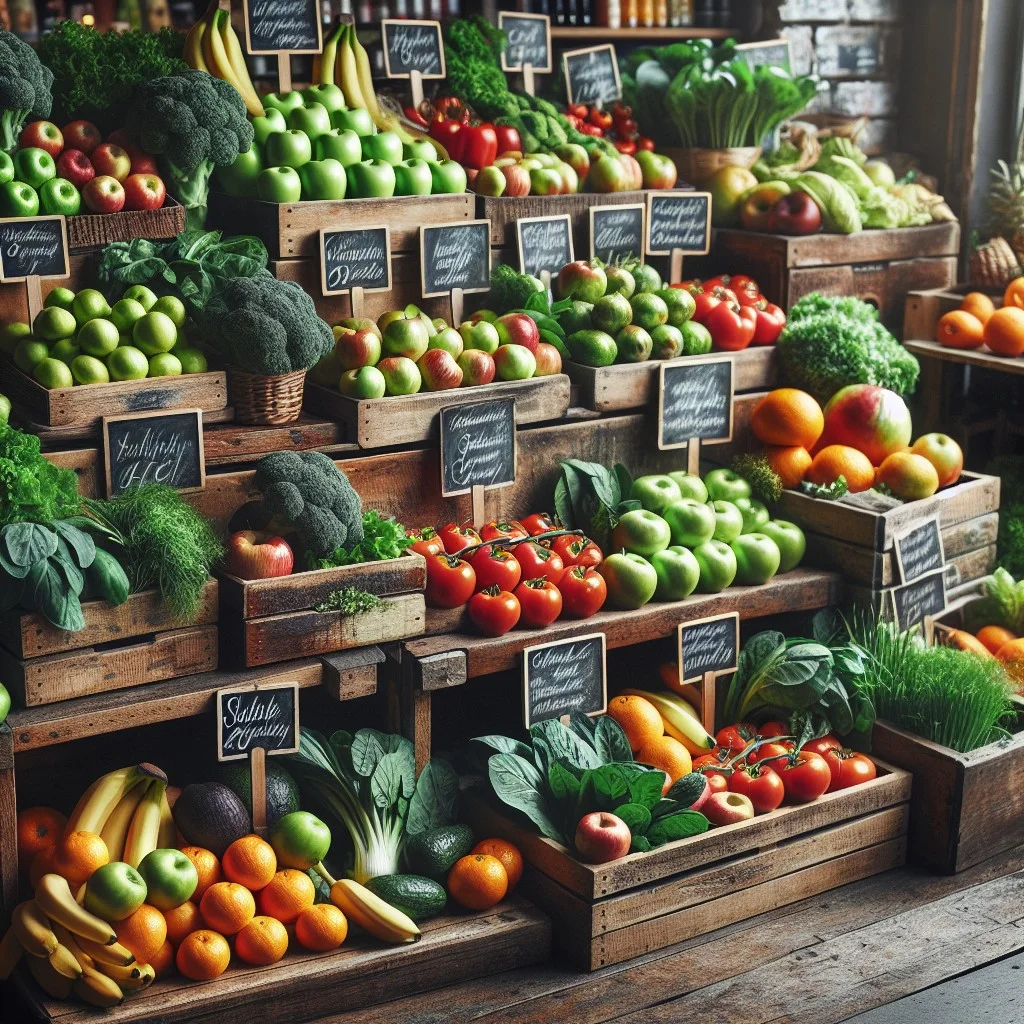use chalkboard signs to label produce