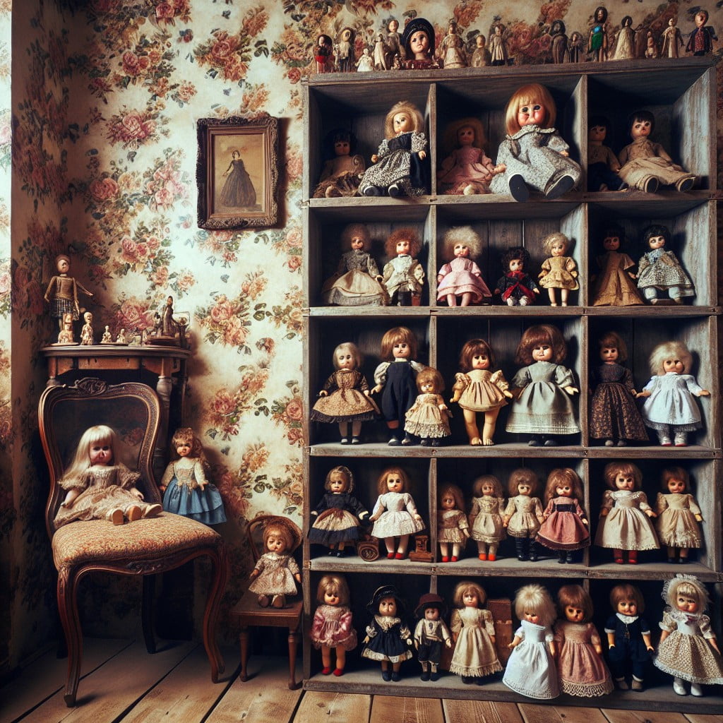 vintage corner display antique dolls