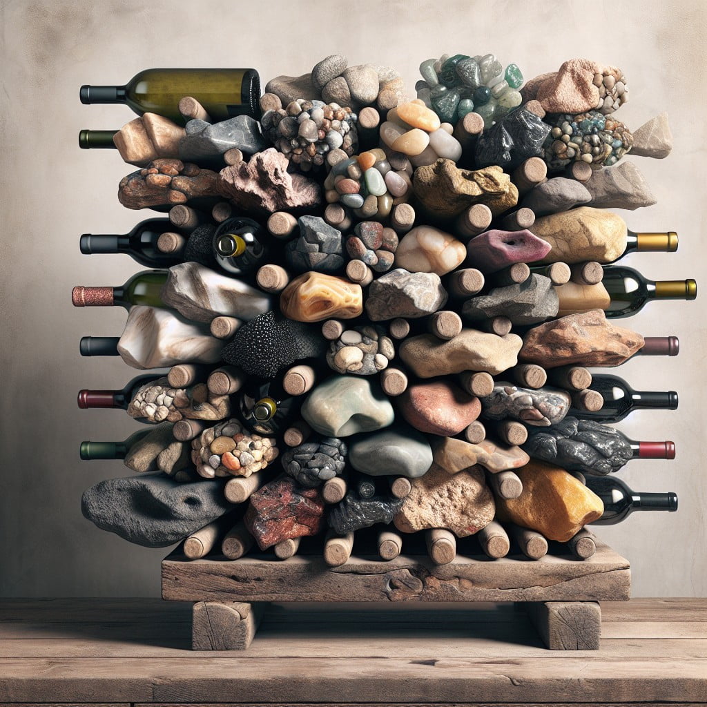wine rack as a rock display