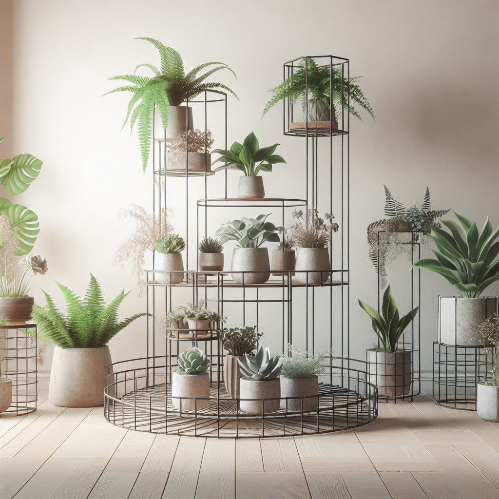 wire and concrete plant stand