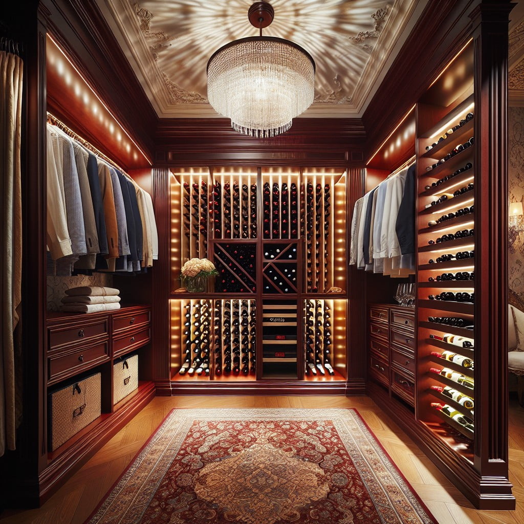 implementing a wine storage in your luxury walk in closet