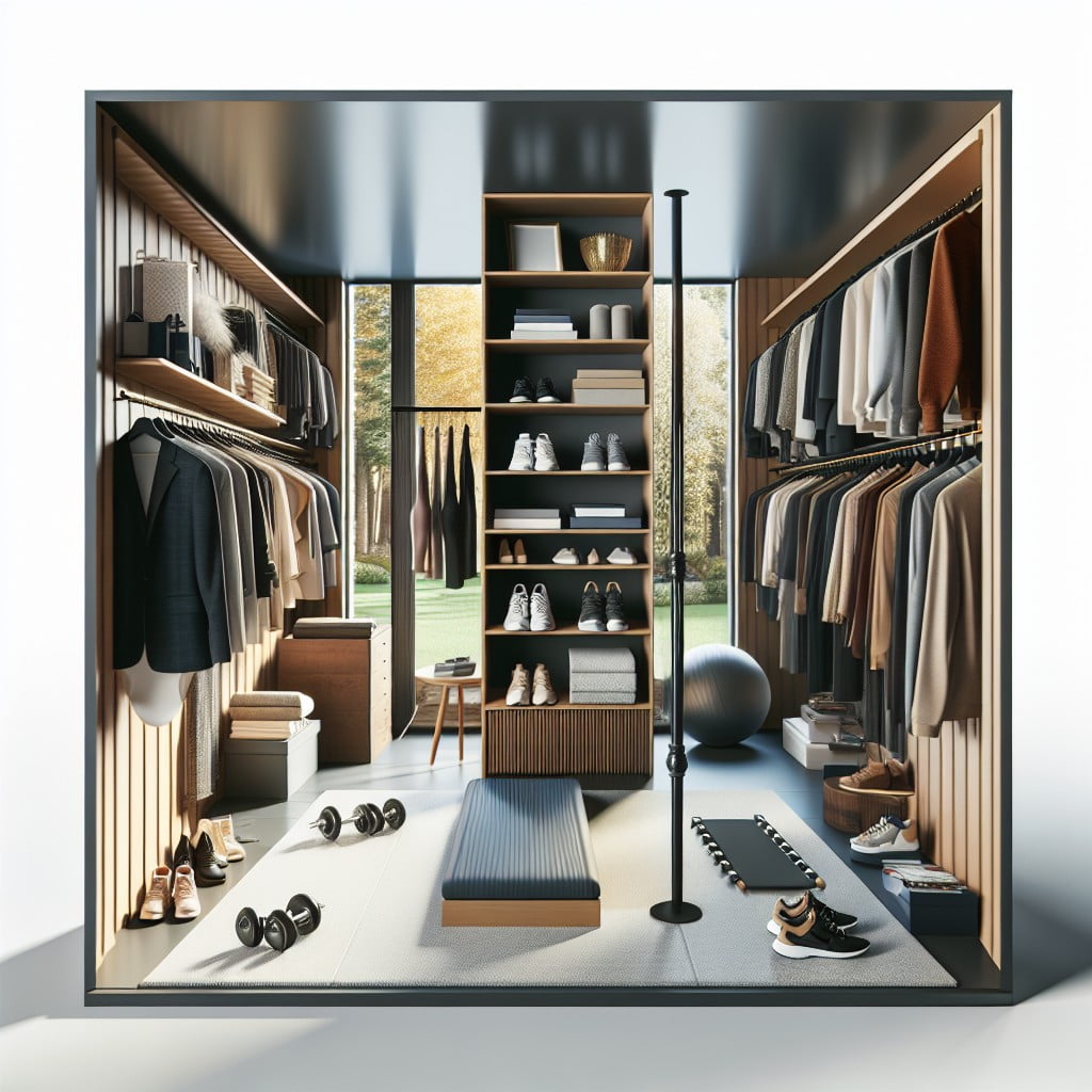 incorporating fitness space in luxury walk in closets