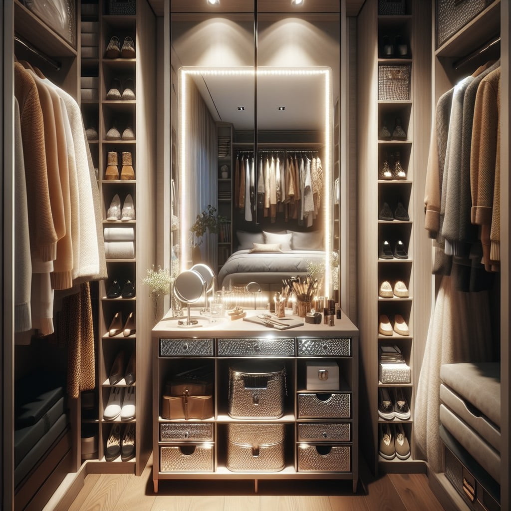 opt for a compact dressing table inside the closet