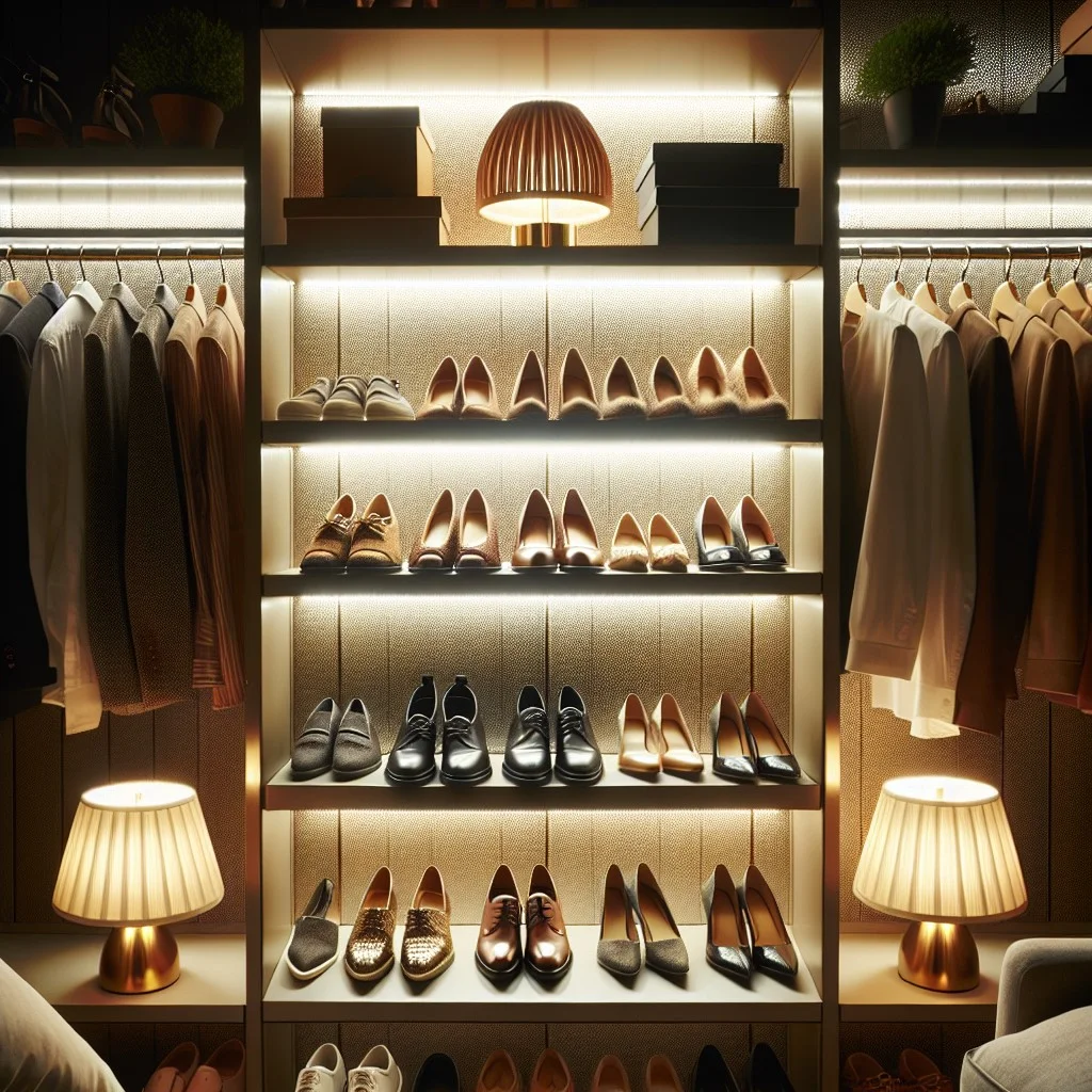 place accent lights on shoe racks