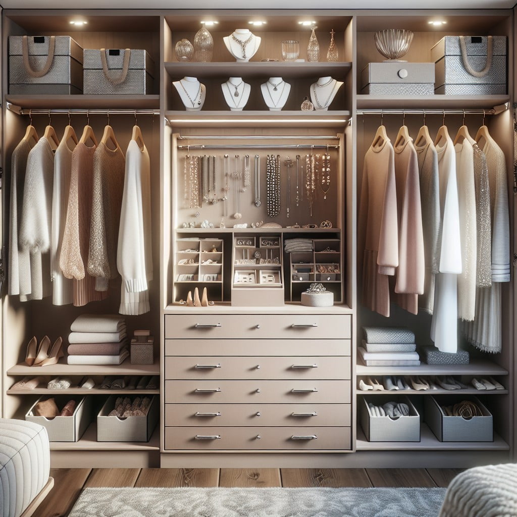 closet with built in jewelry organizers