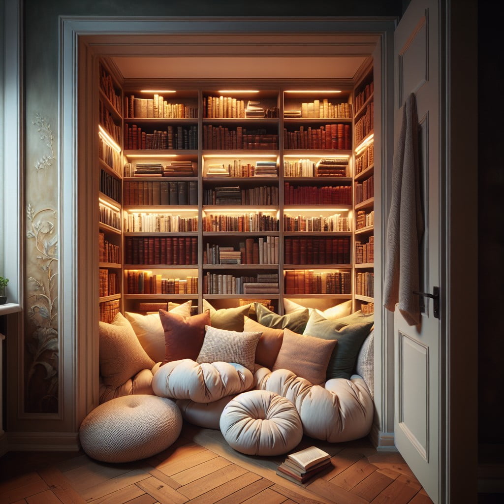 convert your closet into a cozy reading nook