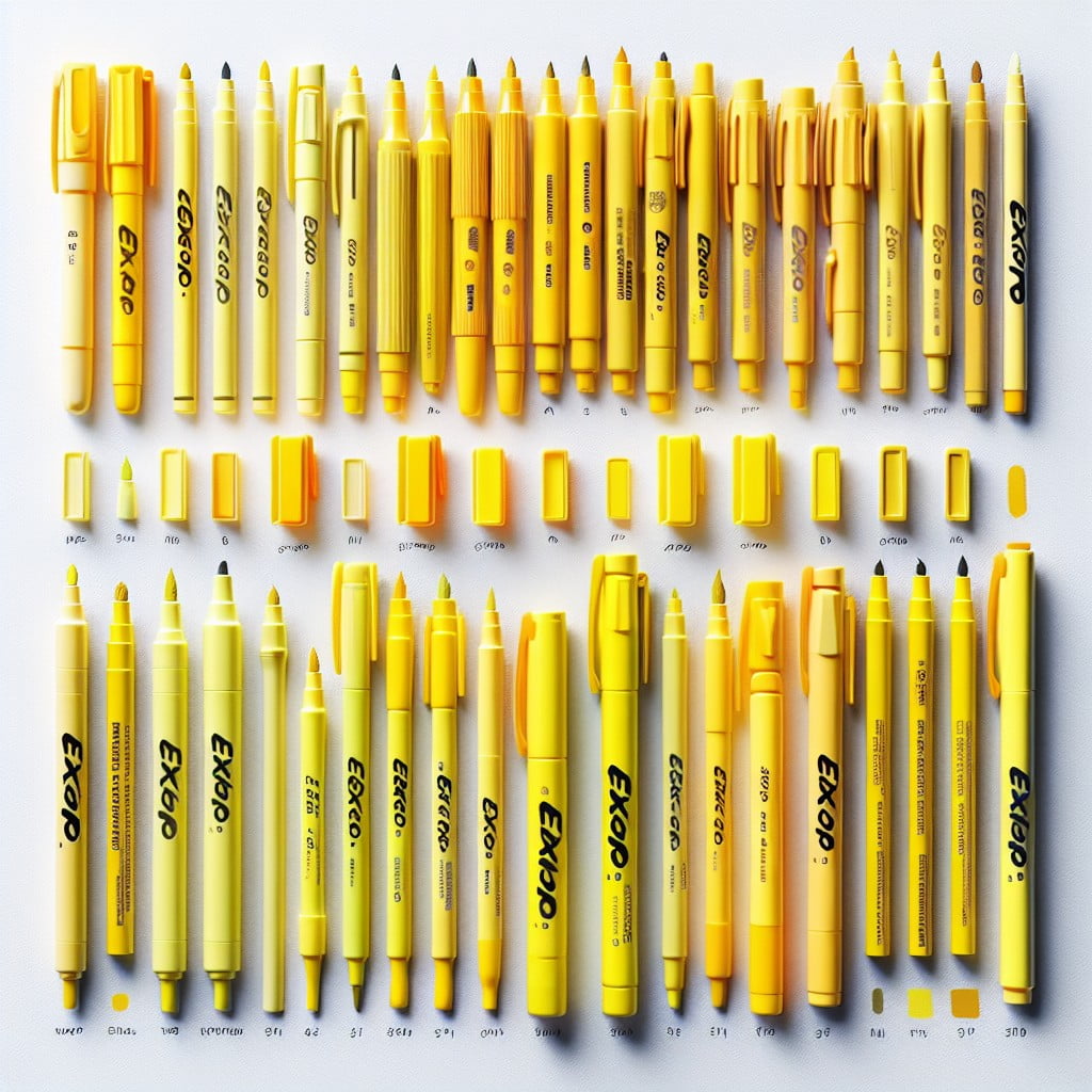 different types of yellow expo markers