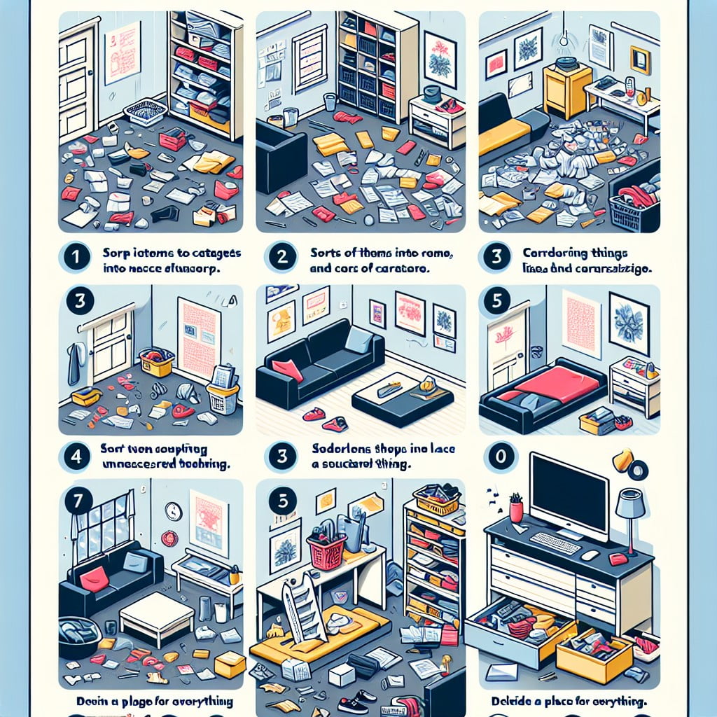 step by step guide to organizing a cluttered room