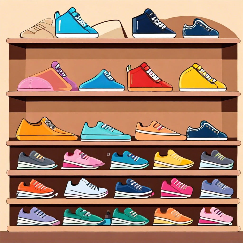 a color coded shoe rack that matches your sneakers to the mood of the day