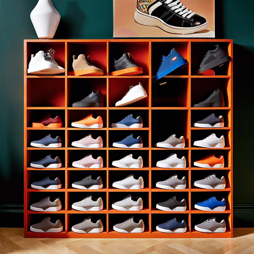 a cubbyhole storage system that gives each pair its own spotlight