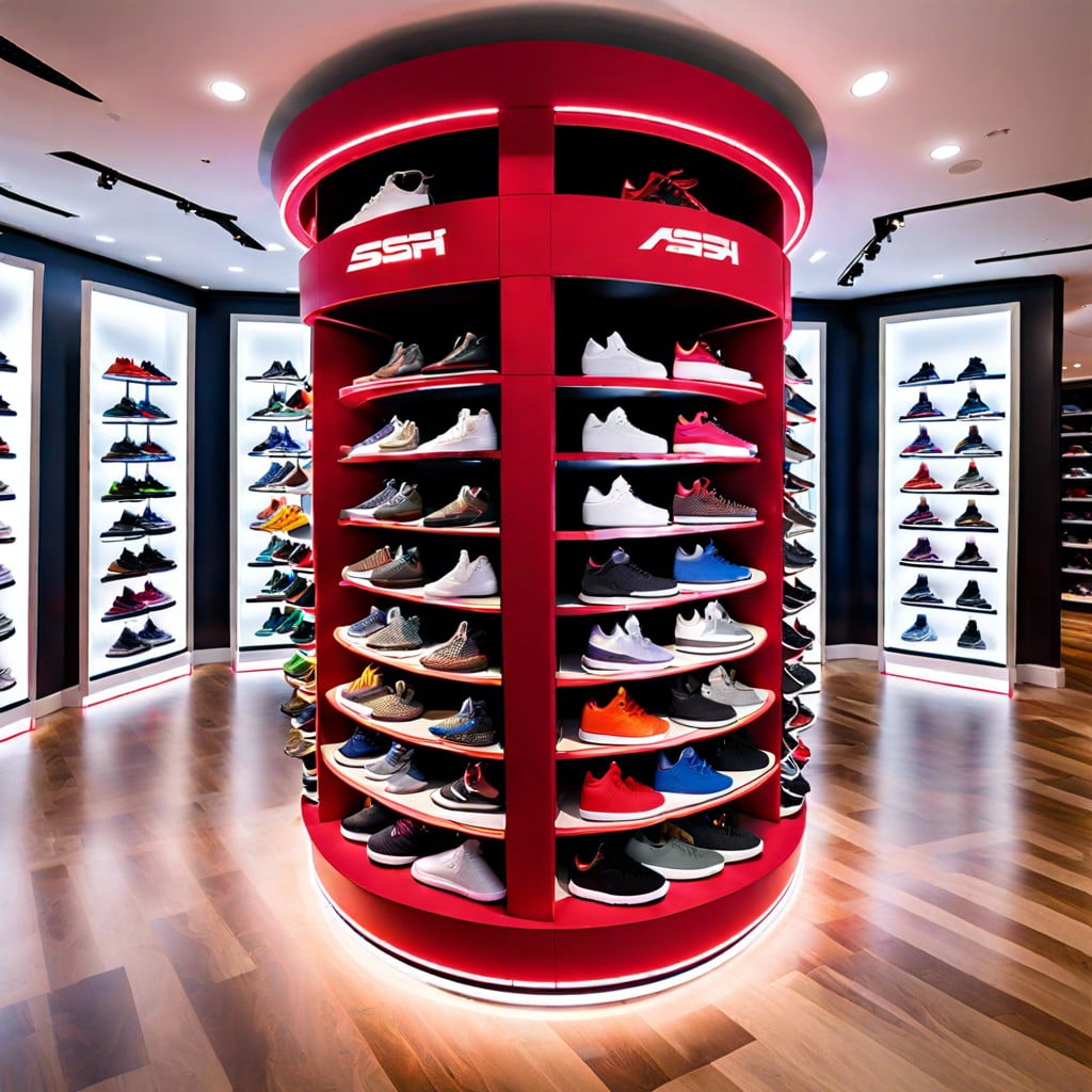 a rotating sneaker tower that showcases your collection in a 360° view