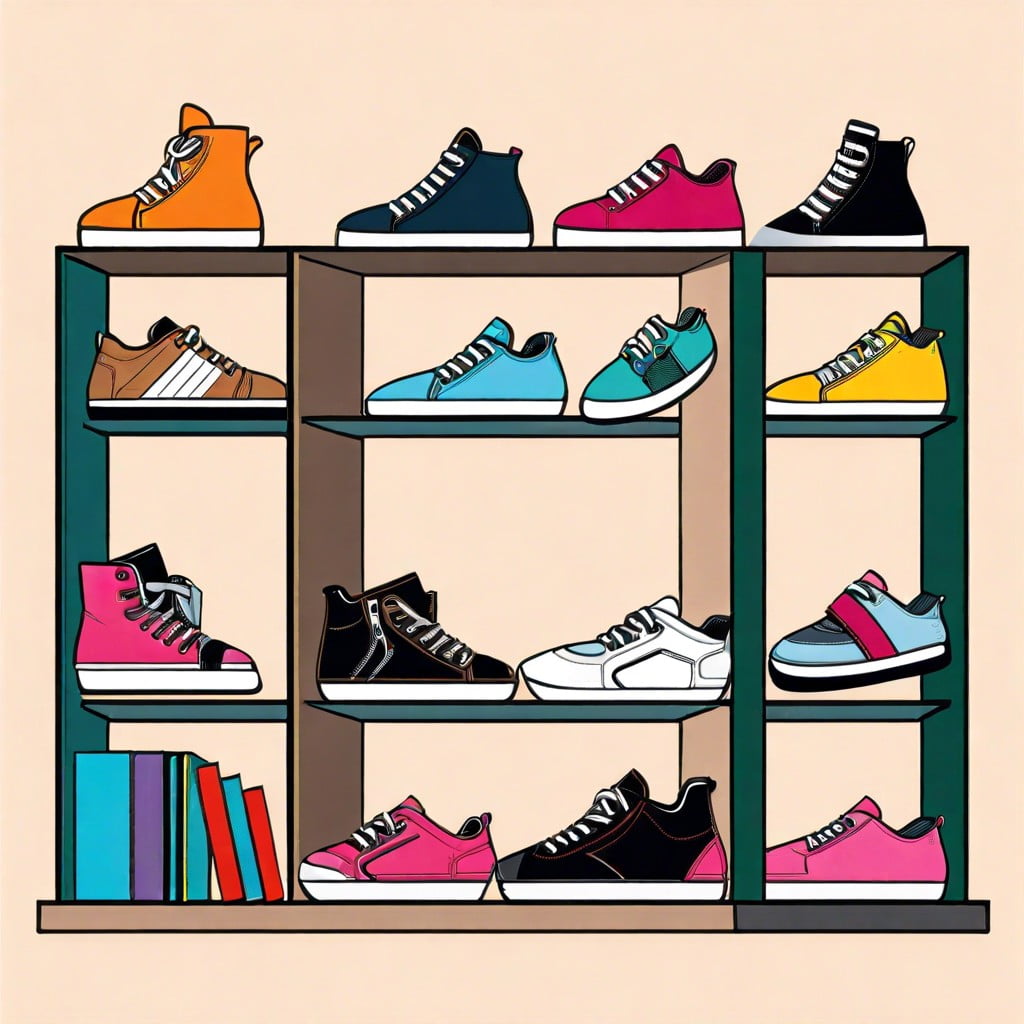 a sleek and stylish sneaker bookshelf blending education and fashion