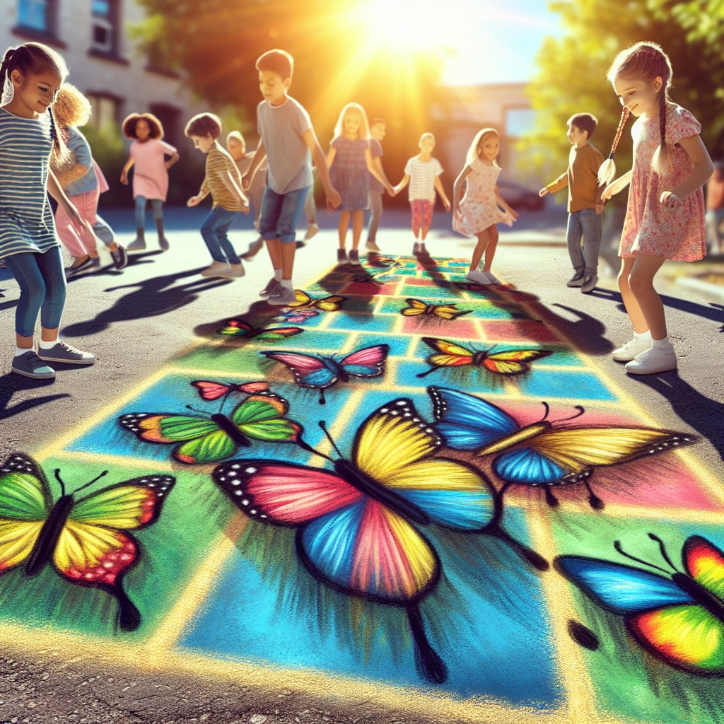 a sunday activity chalk butterfly hopscotch for kids