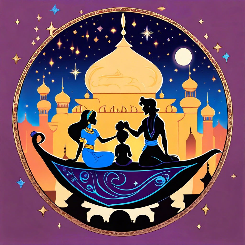 aladdin and jasmine on the magic carpet – agrabah sky