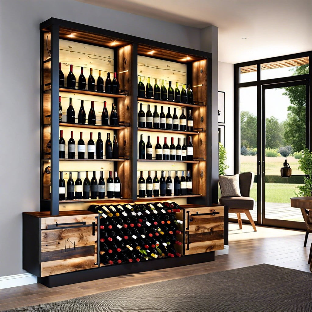 backlit wall mounted wine display