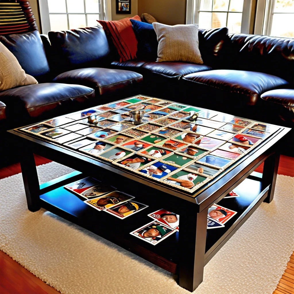 baseball card mosaic coffee table