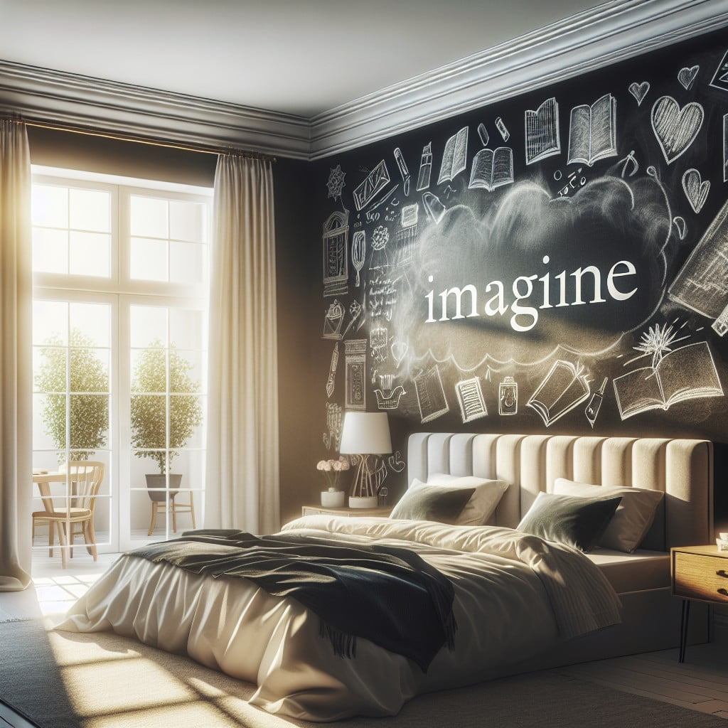 bedroom headboard chalkboard wall