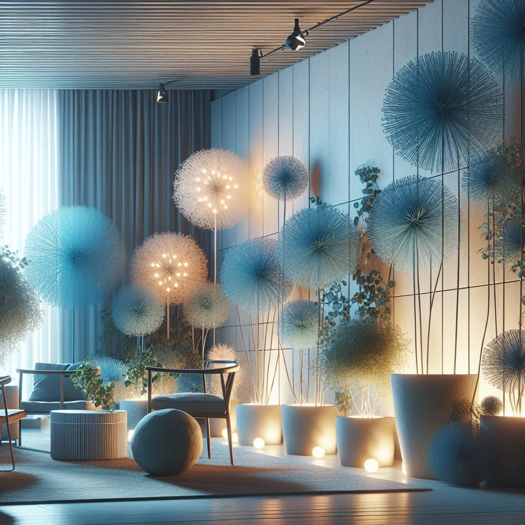 blue chalk sticks as a decorative plant