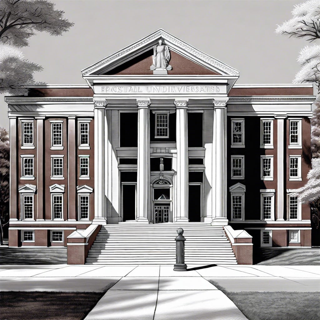 campus landmarks and traditional architecture in chalk art