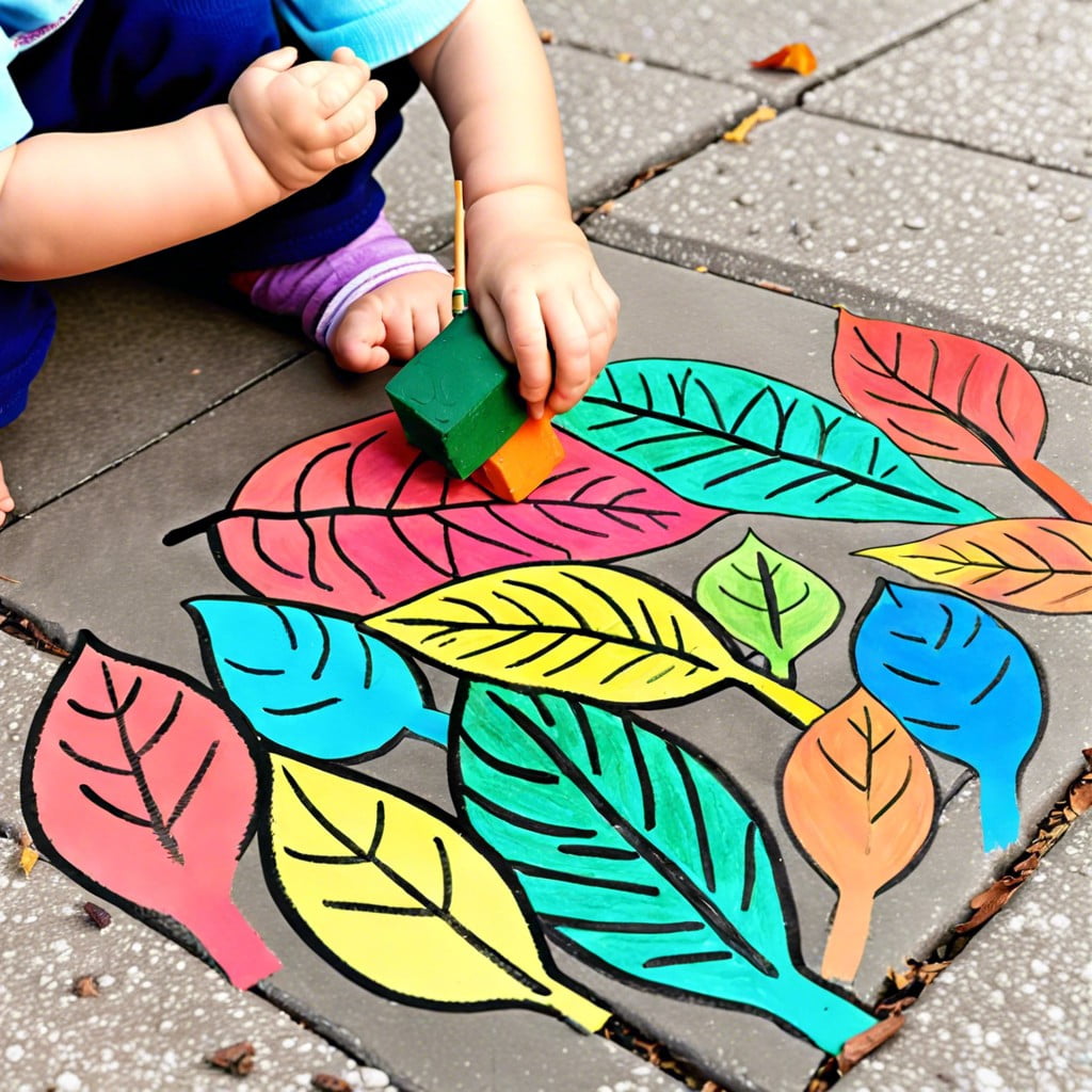 chalk and leaves art
