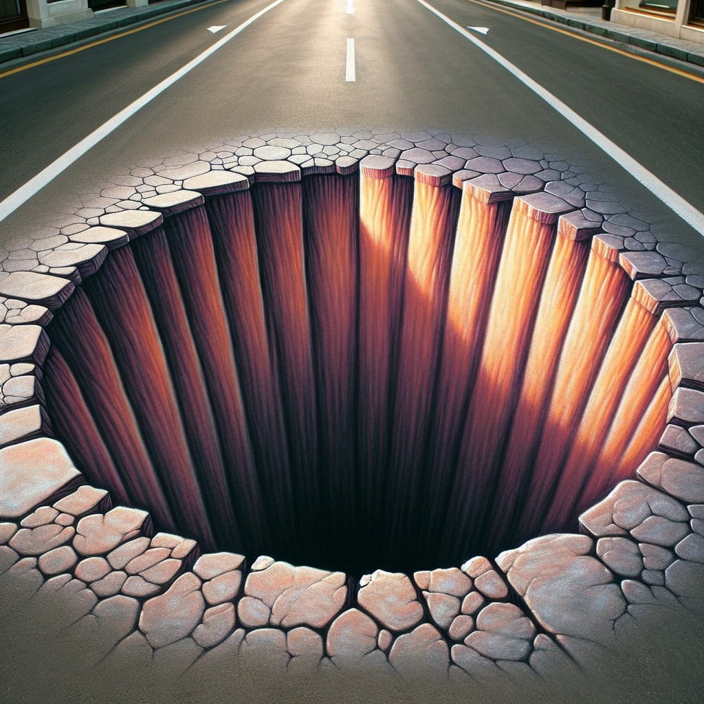 chalk art optical illusion hole
