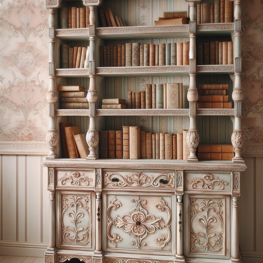 chalk paint and wallpaper the perfect combo for bookshelf makeover