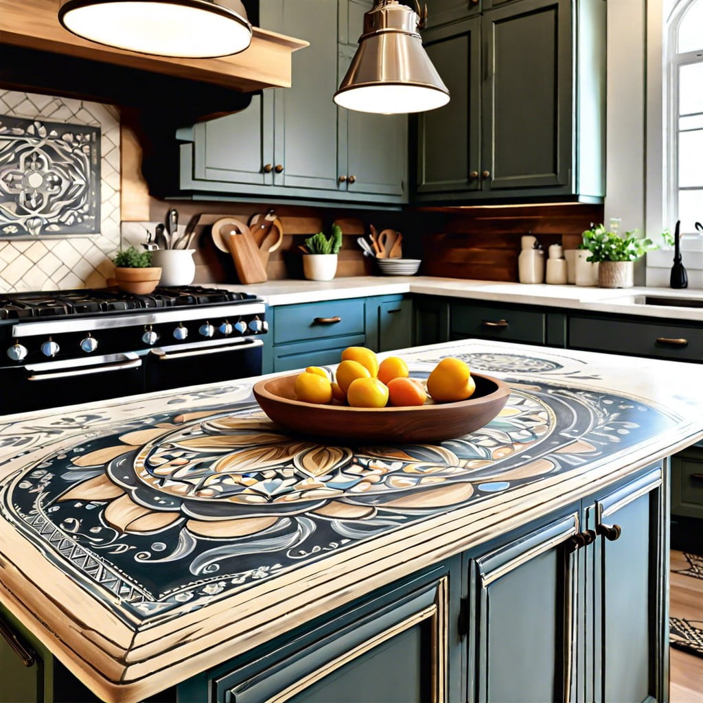 chalk paint countertop with integrated artwork