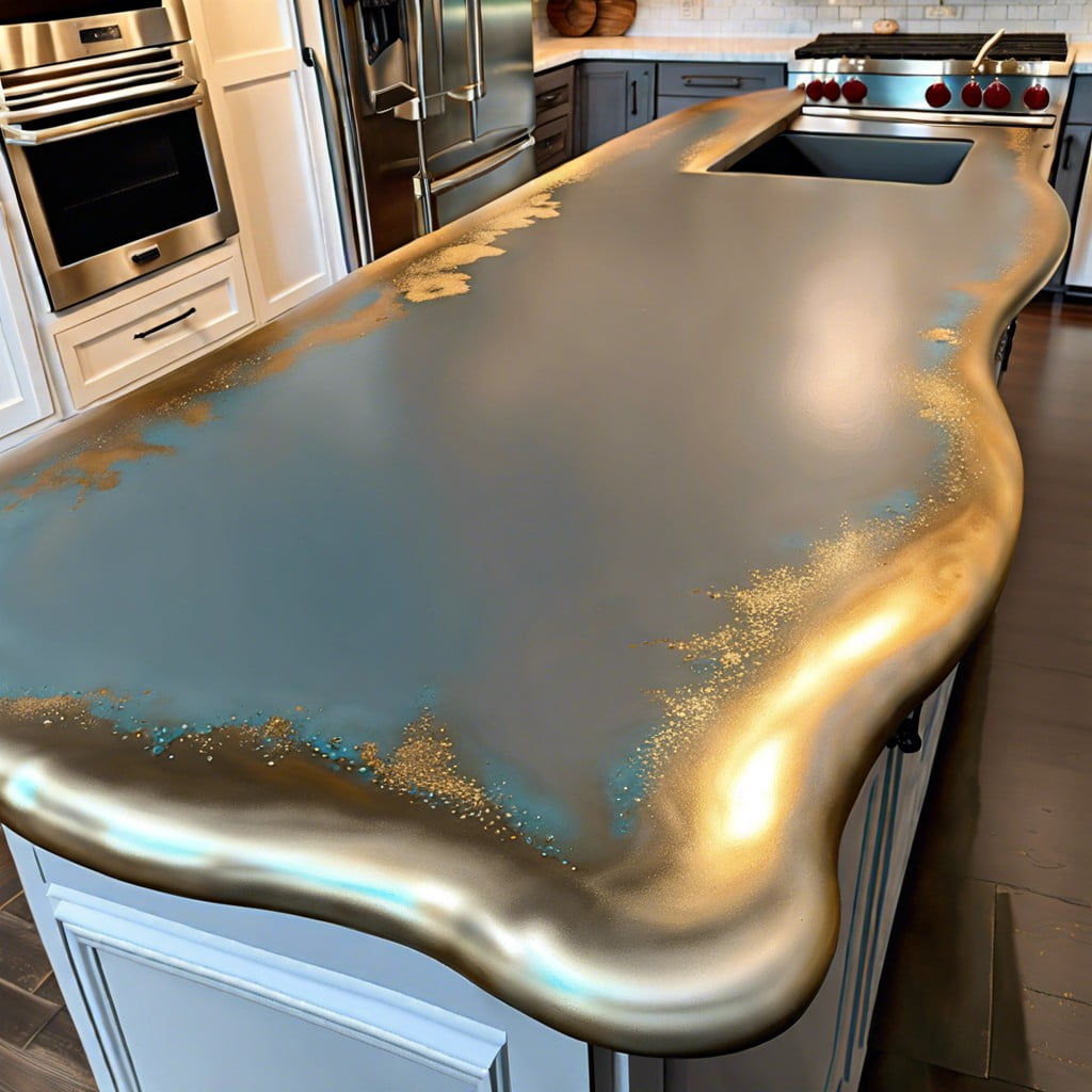 chalk paint countertop with metallic wax accent