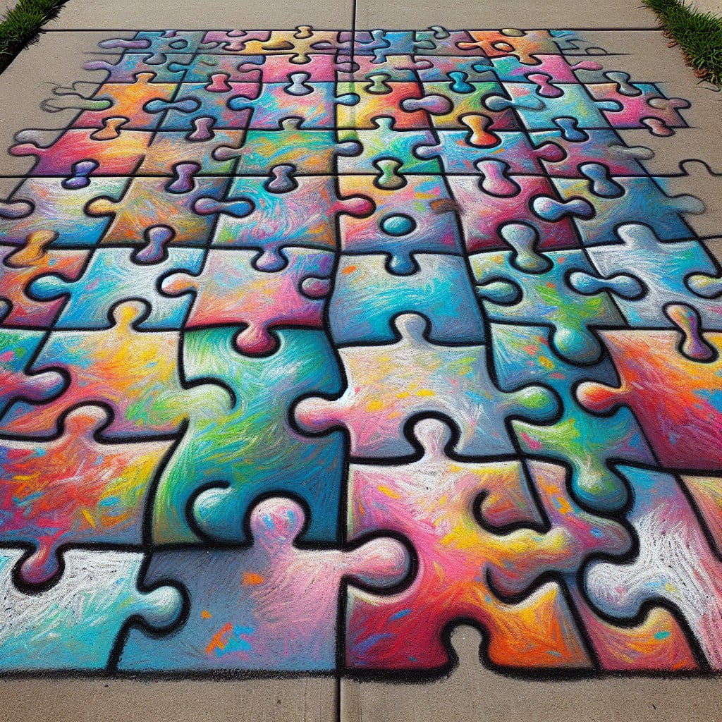 chalk puzzle pieces create puzzle pieces using different chalk colors