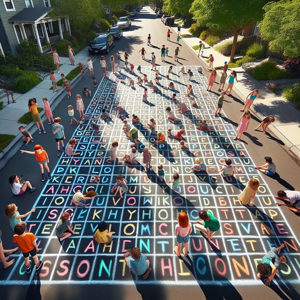 chalk word search create a giant word search puzzle on the sidewalk