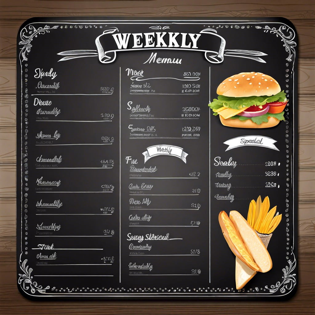 chalkboard menu with notes section for feedback