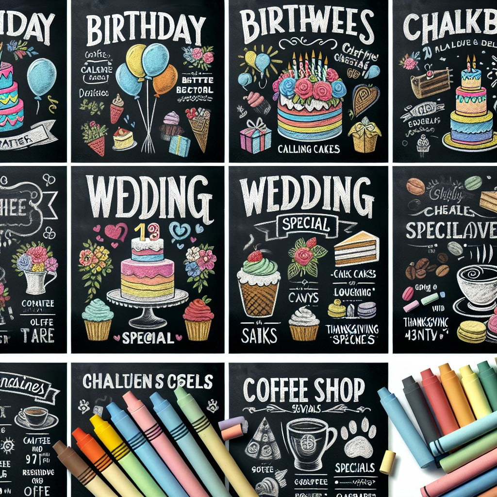chalkboard menus for different events