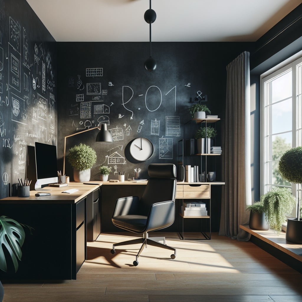 chalkboard wallpaper in home office