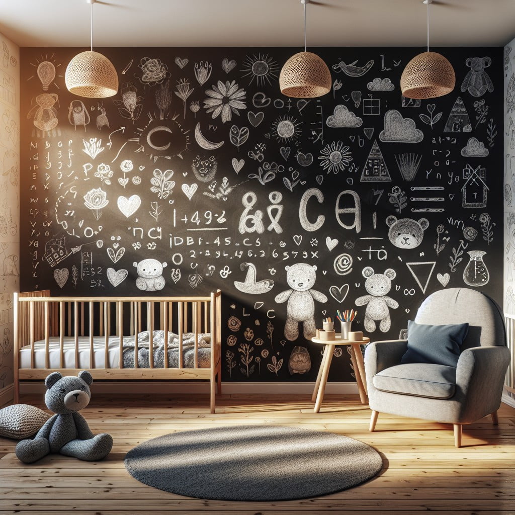 chalkboard wallpaper in nursery