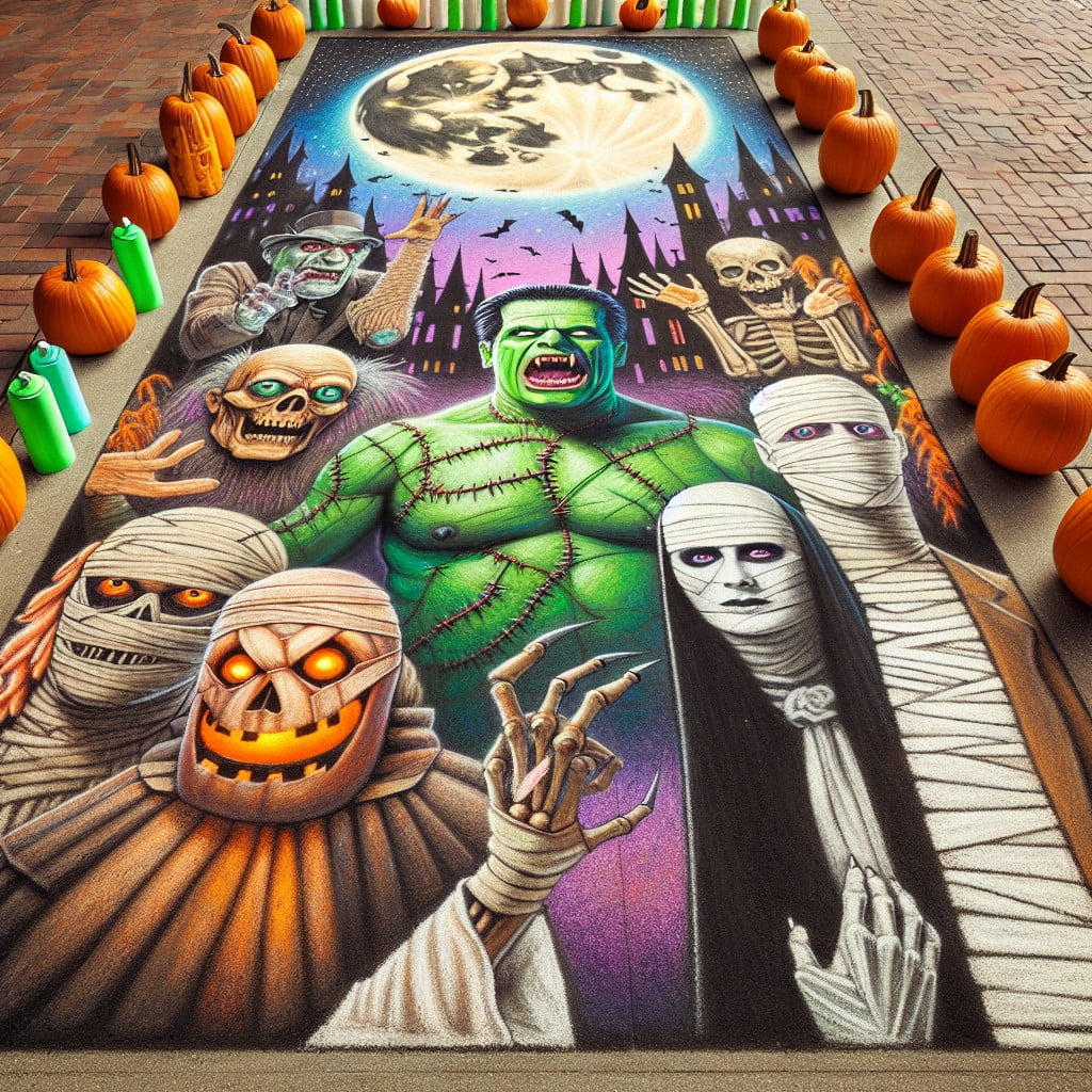 classic horror movie characters in chalk