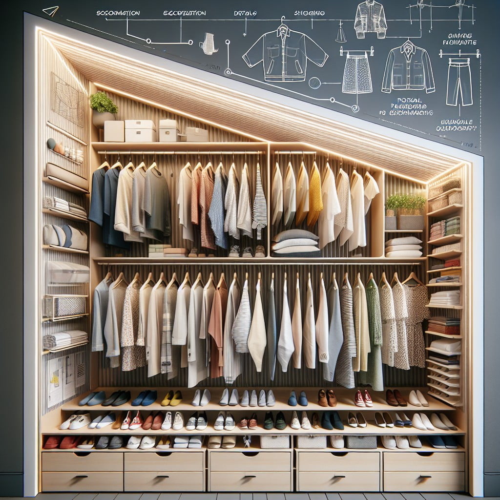 clever clothes hanging techniques for slanted wall closets