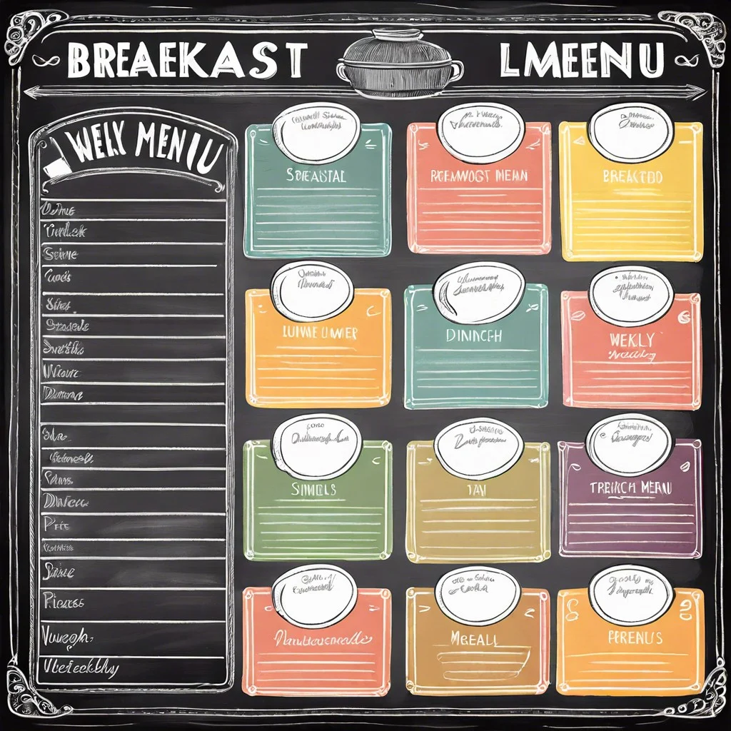color coded chalkboard menu