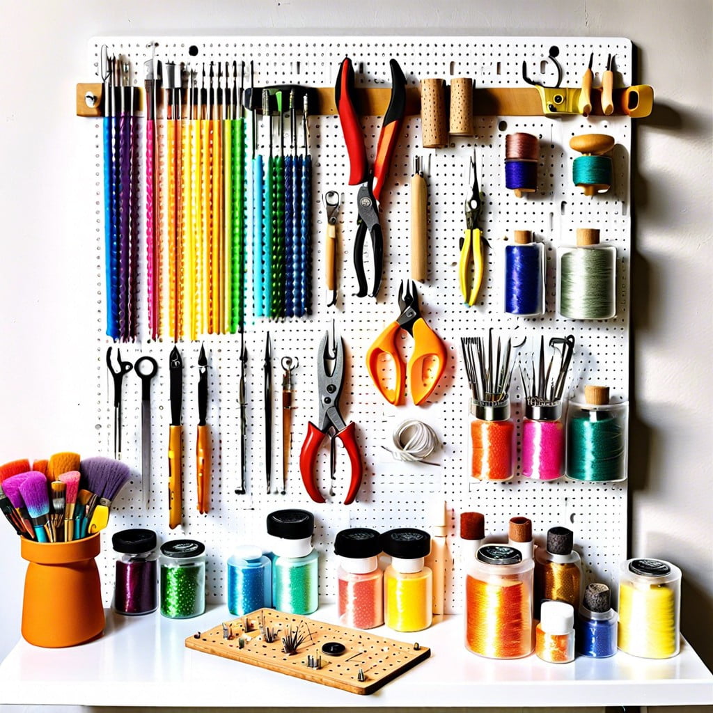 color coded crafting pegboard