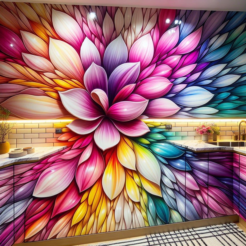 colorful kitchen backsplash project with magnolia spray paint