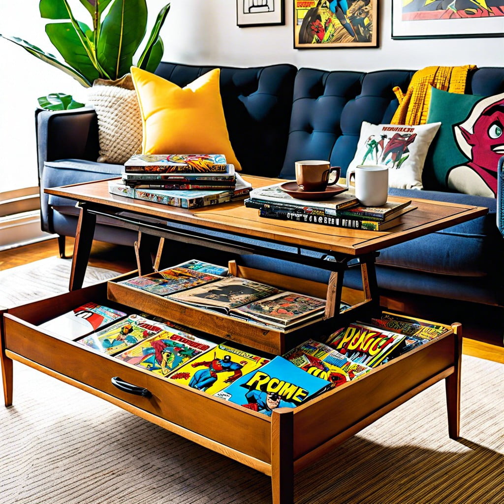 comic book coffee table with glass top