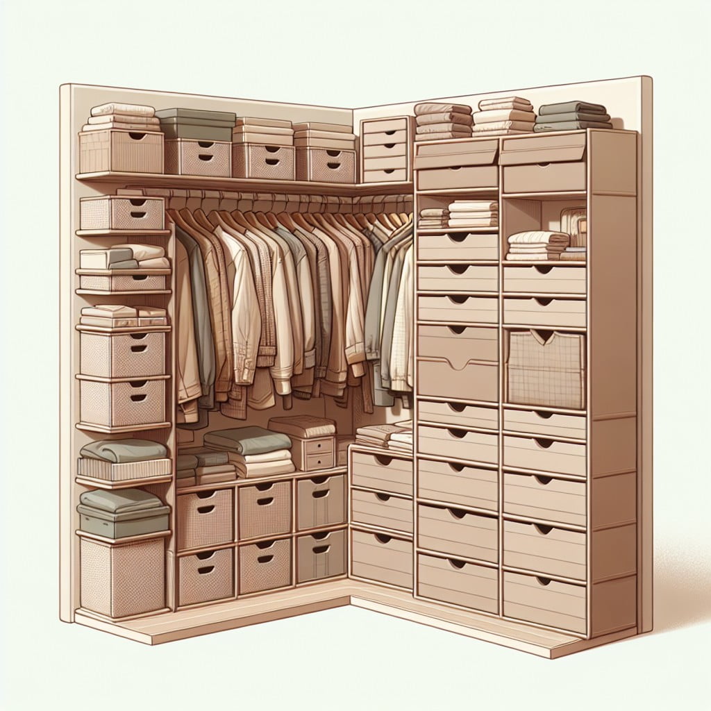 compact drawer units for maximum slanted wall closet storage